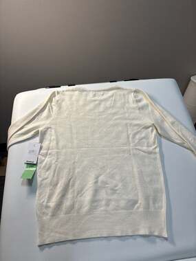 Kindred Petite Cream Pointelle Rhinestone Detail Crewneck Sweater SH4085P